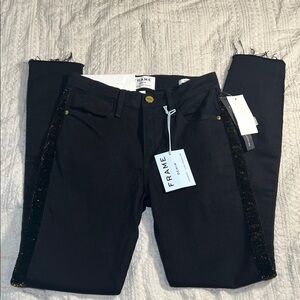 Frame Denim le high skinny glitter stripe size 24